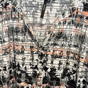 Cathy Abstract Stripe Button-Front Blouse - Black, Gray & Coral